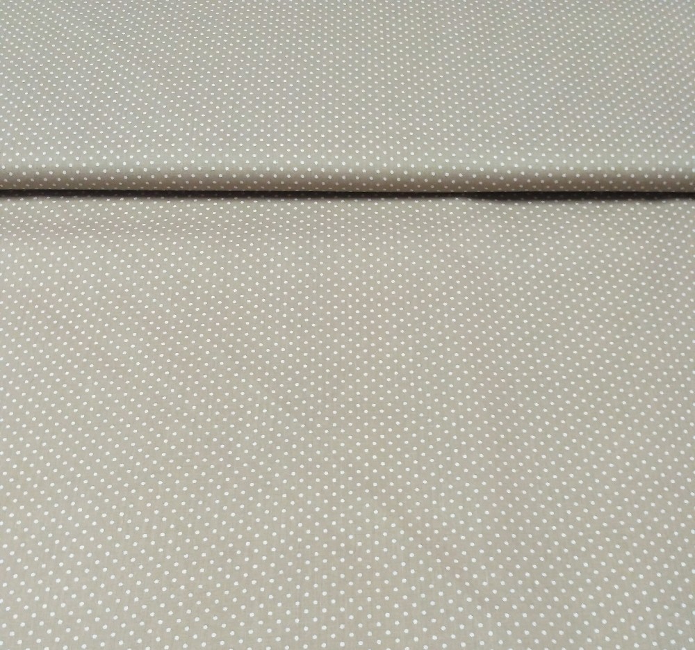 bavlna béžová bílý puntík