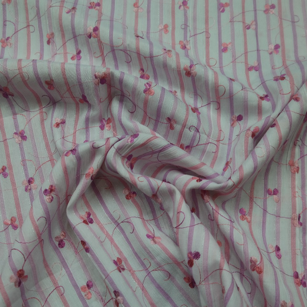 bavlna kreš růžová pruhy,výšivka