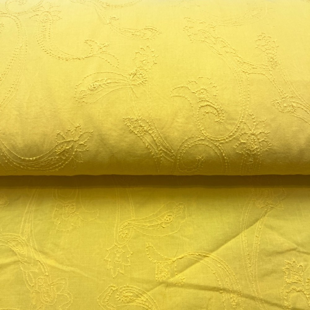 bavlna vyšívaná  žlutá145cm Ba