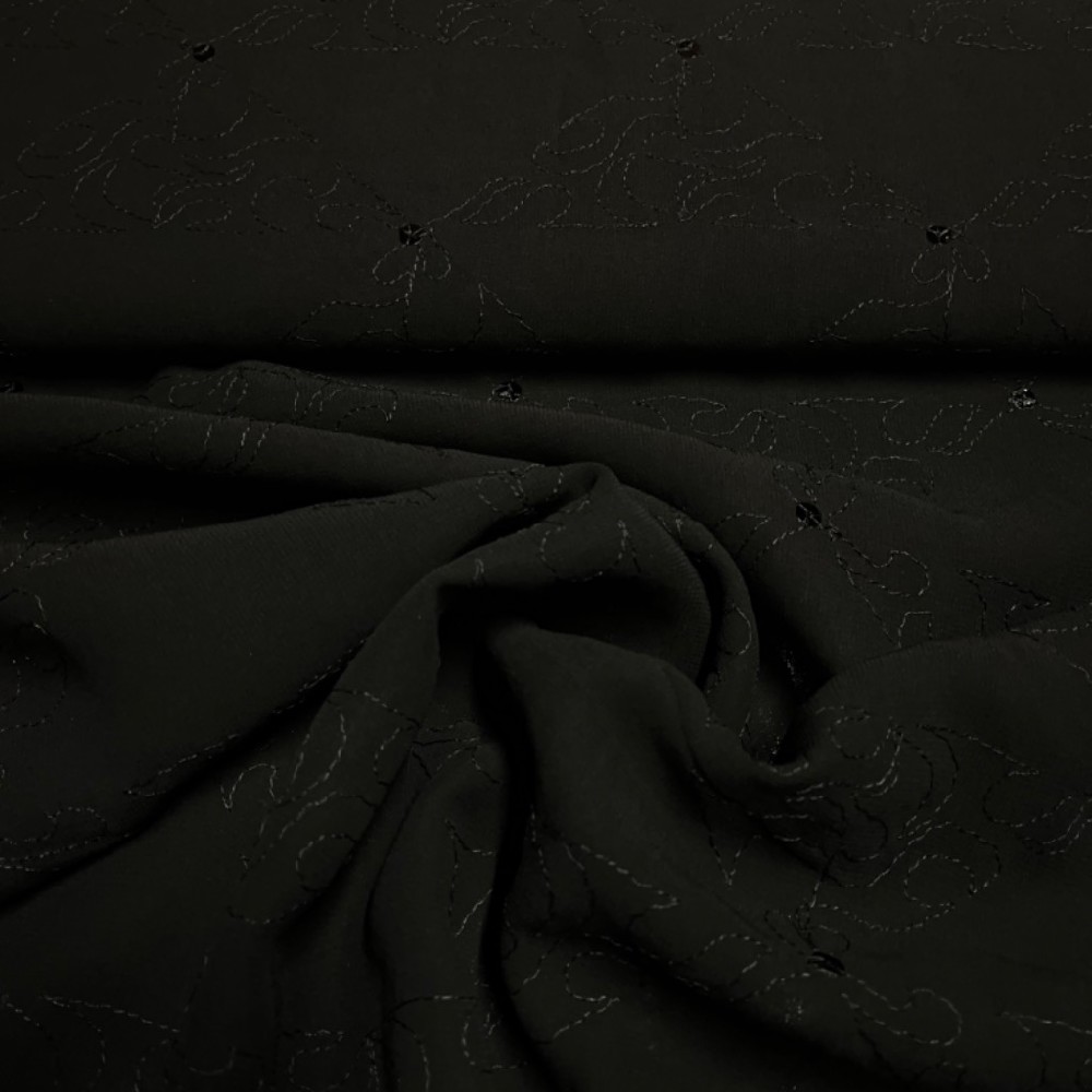 šifon černý s flitry tkaný 150cm Pes*