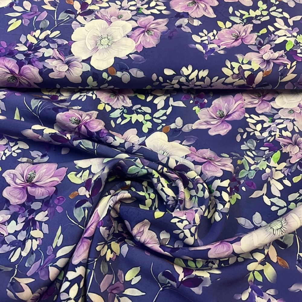 viskoza halenkovka barevné květy na fialové 150cm/Vis*