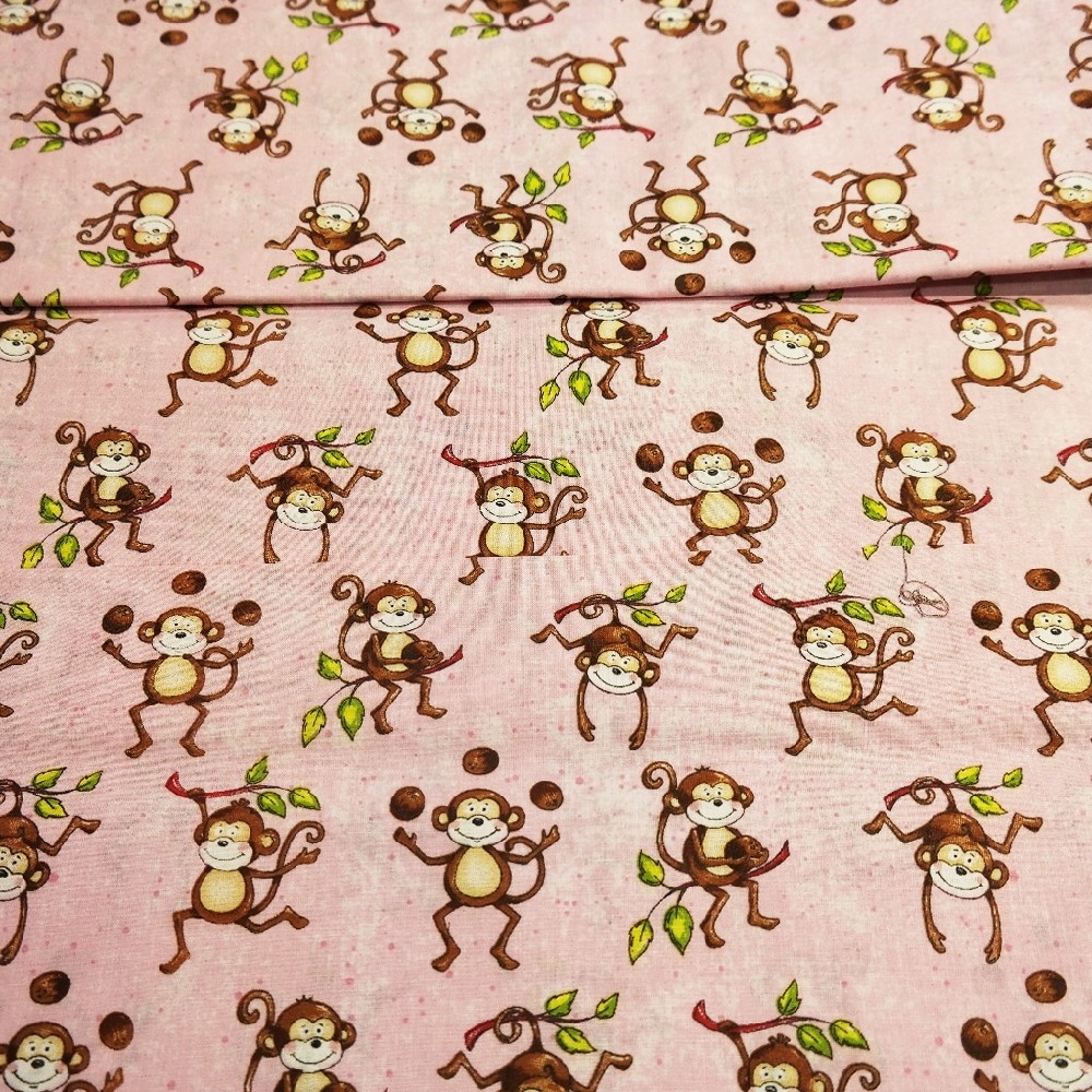 bavlna sv.růžová opice