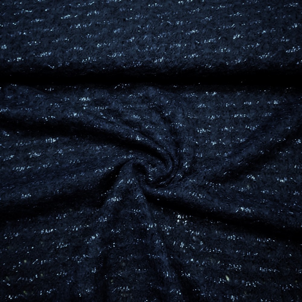 svetrovina, PES, tm. modrá, stříbrná. š. 150 cm