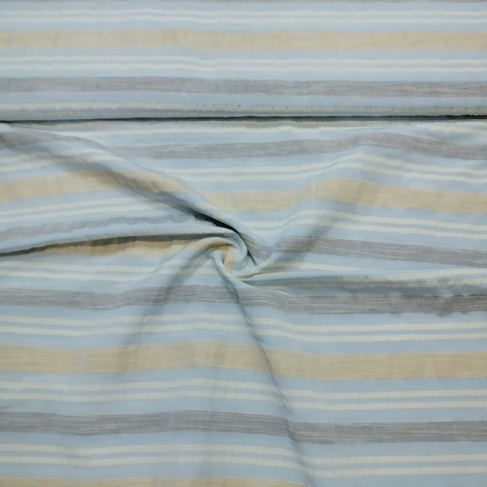 bavlna,modrobéžové pruhy, š. 150 cm