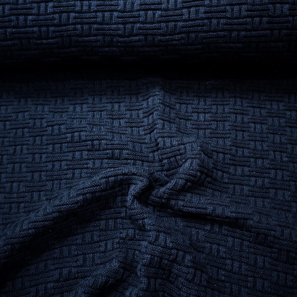 svetrovina, modro černá, PES, EL, š. 120 cm