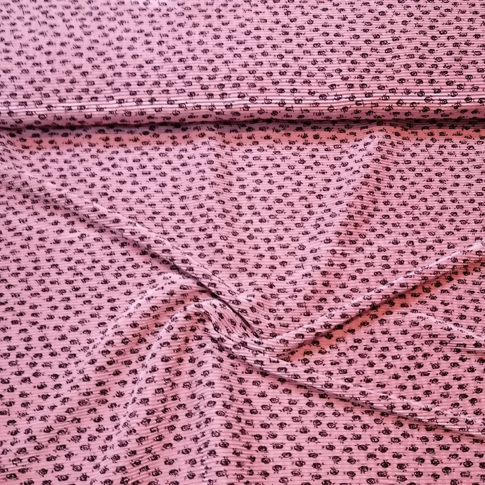 úplet, plisé, růžová, kytičky, PES, š. 150 cm