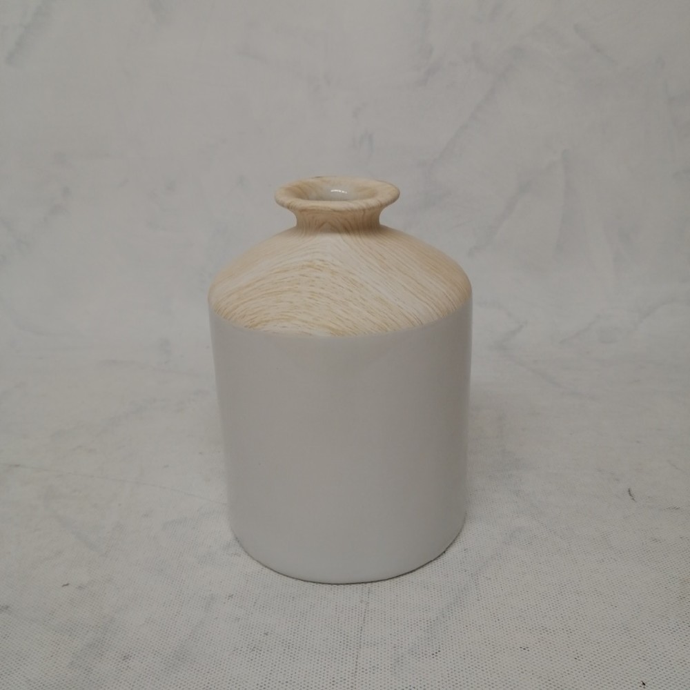 váza, bílá, dřev. vzor, 28 cm