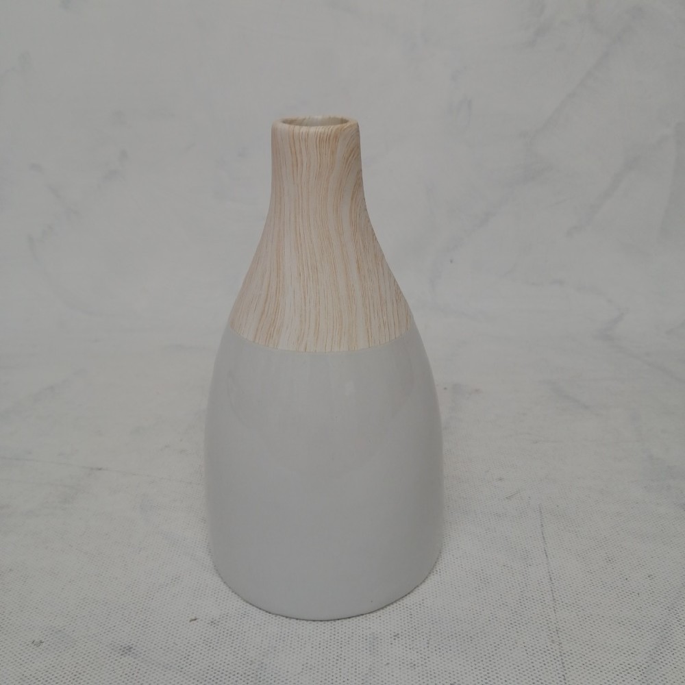 váza, bílo, dřev. vzor, 30 cm