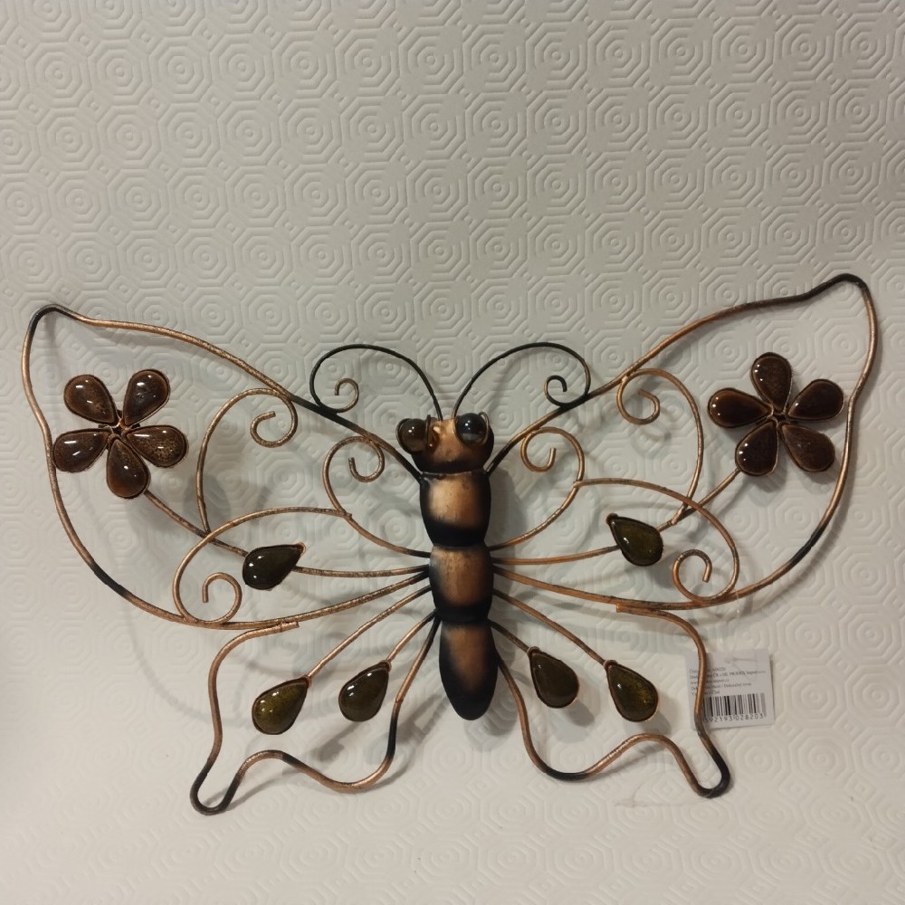 motýl kovový s kamínky 40cm