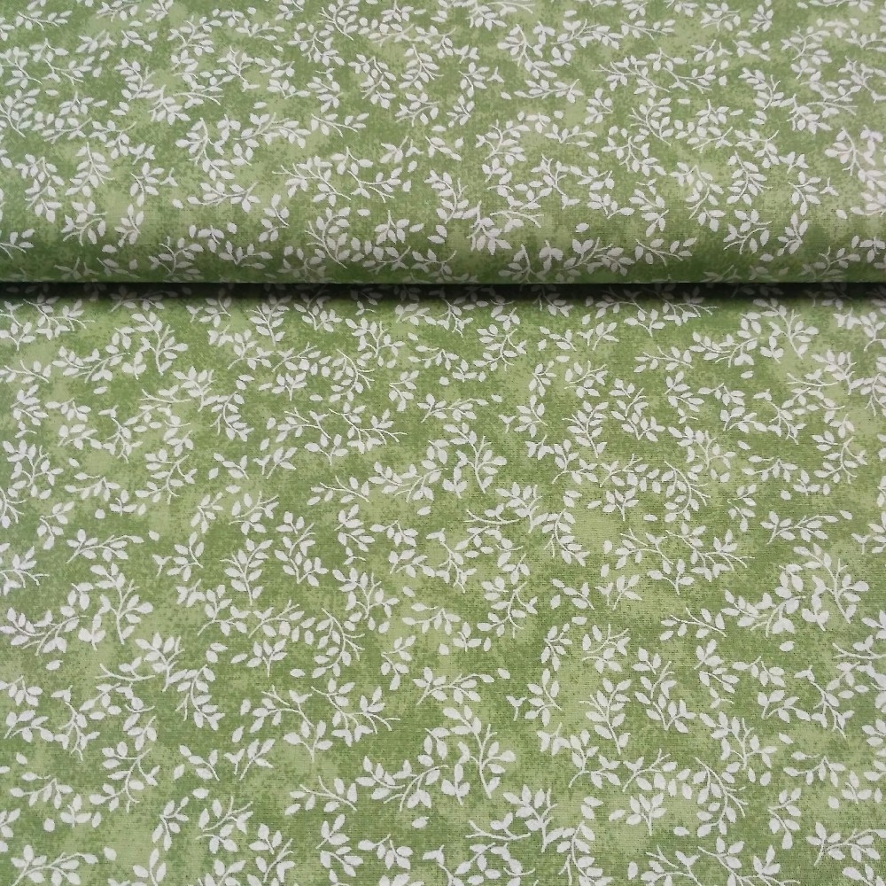 bavlna zelená lístečky 140 cm