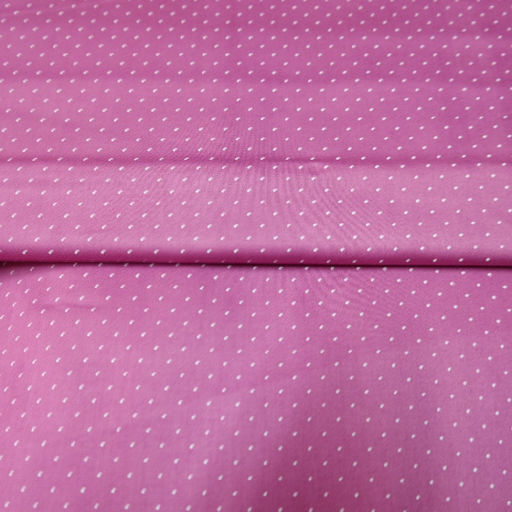 bavlna satén bílé puntíky na růžovém podkladě 160 cm