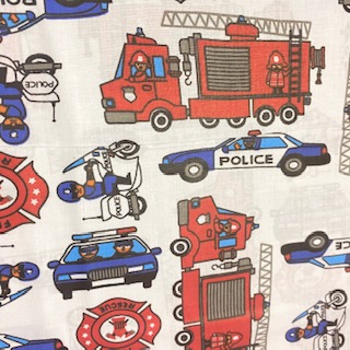 bavlna hasičské-policie  auta 150 cm