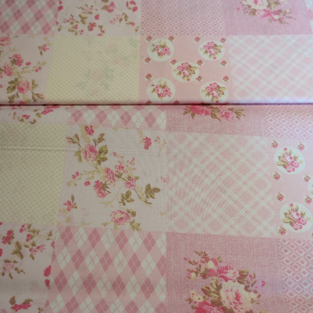 bavlna růžový pačvork š.140
