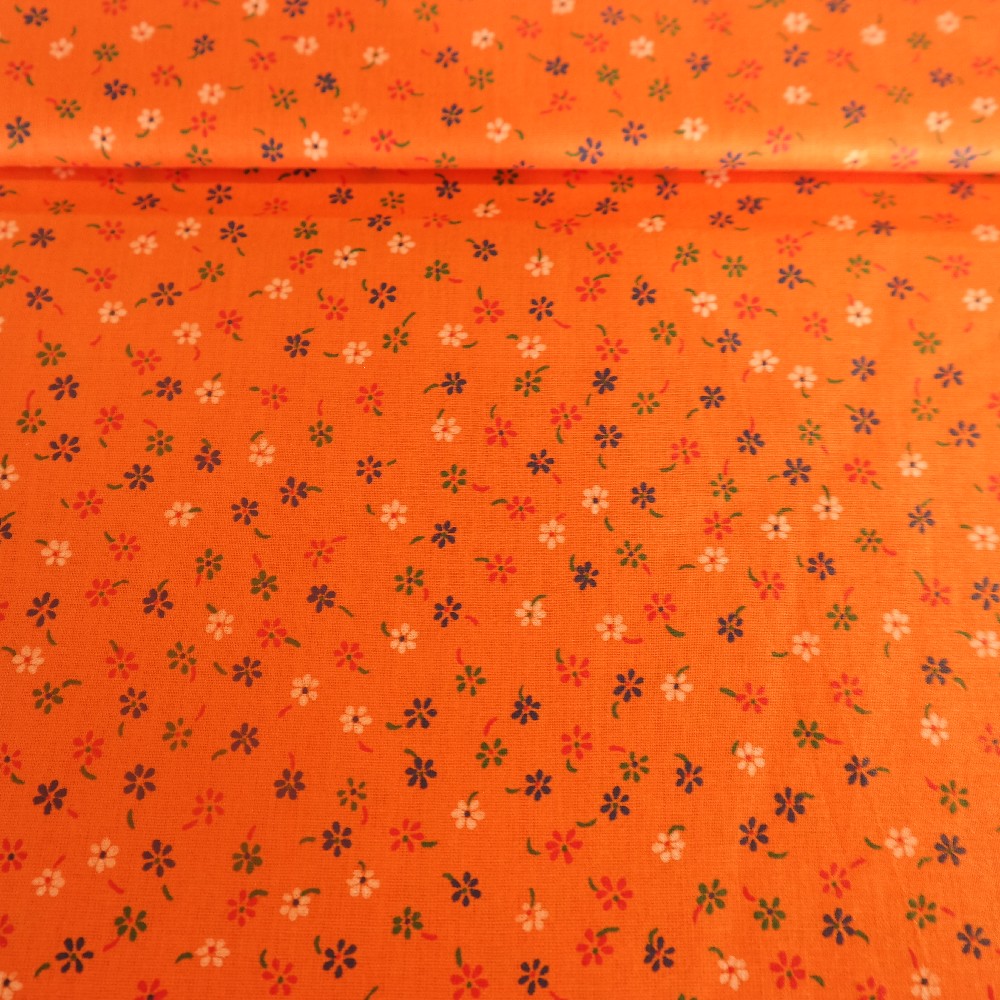 bavlna oranž/barevný drobný vzorek