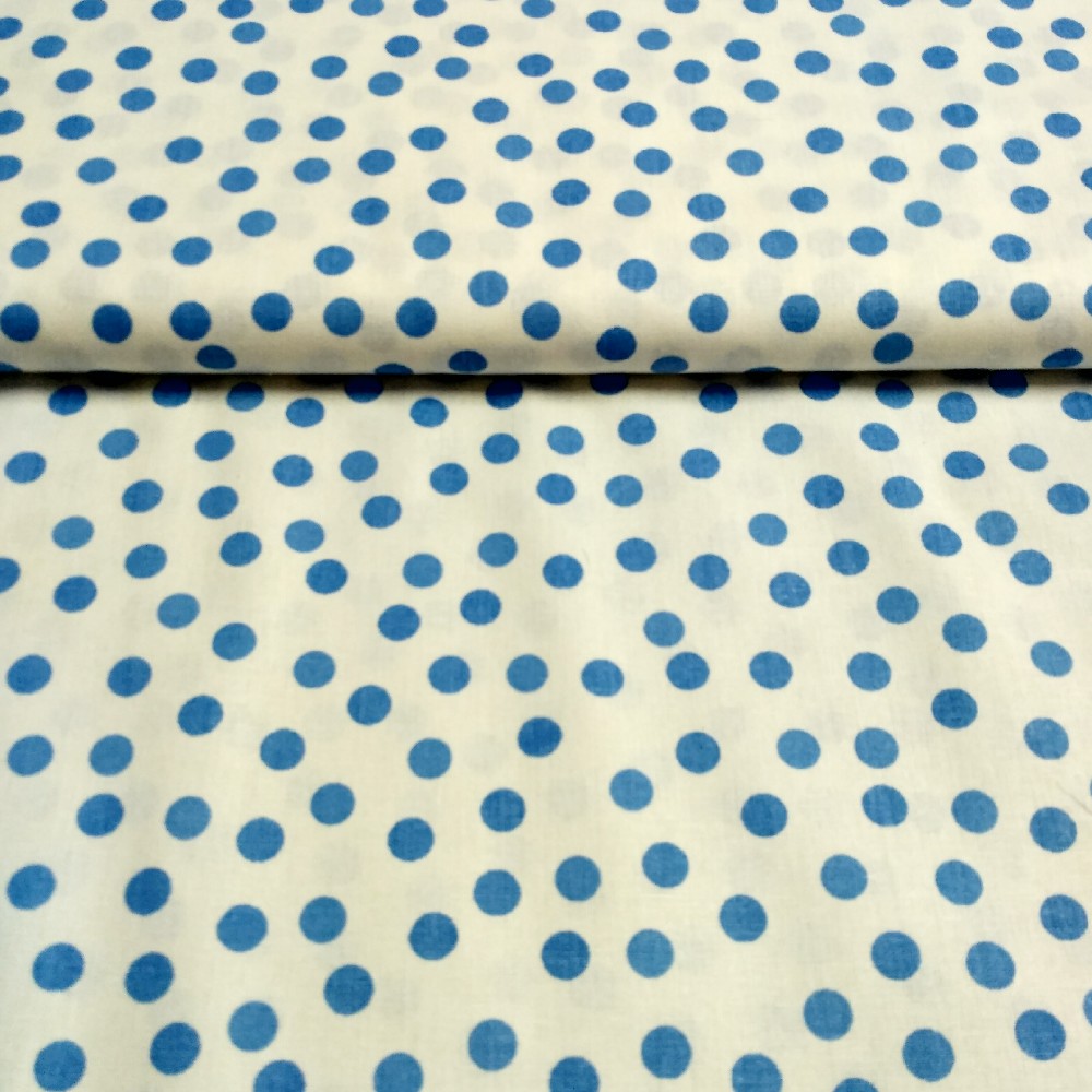 bavlna sv.modrá bílý puntíček š.140cm