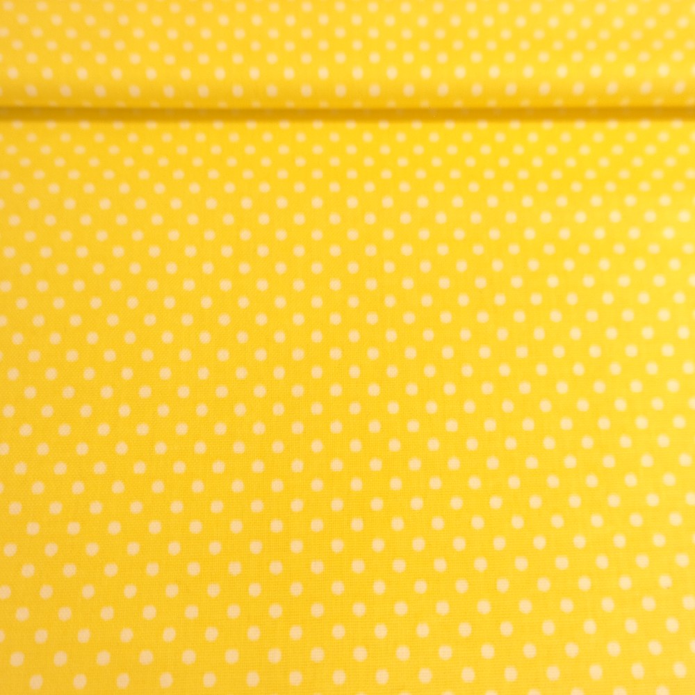 bavlna žlutá bílý puntík