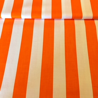 bavlna oran.bílý pruh 4 cm š.150