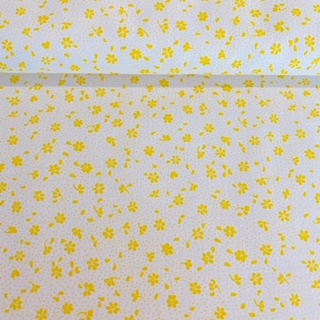 bavlna bílá žlutá drobná kytička š.160