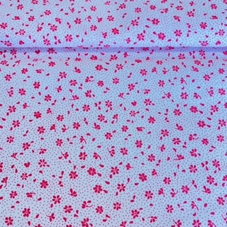 bavlna bílá pink drobná kytička š.160