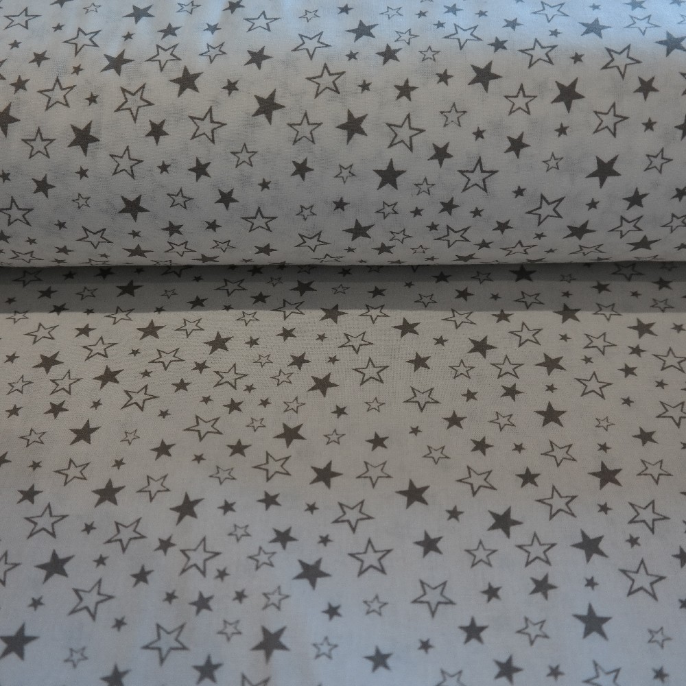 bavlna bílé hvězdičky na šedém podkladu 160 cm