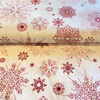bavlna vánoční  bordové  hvězdice na bílém podkladě  240