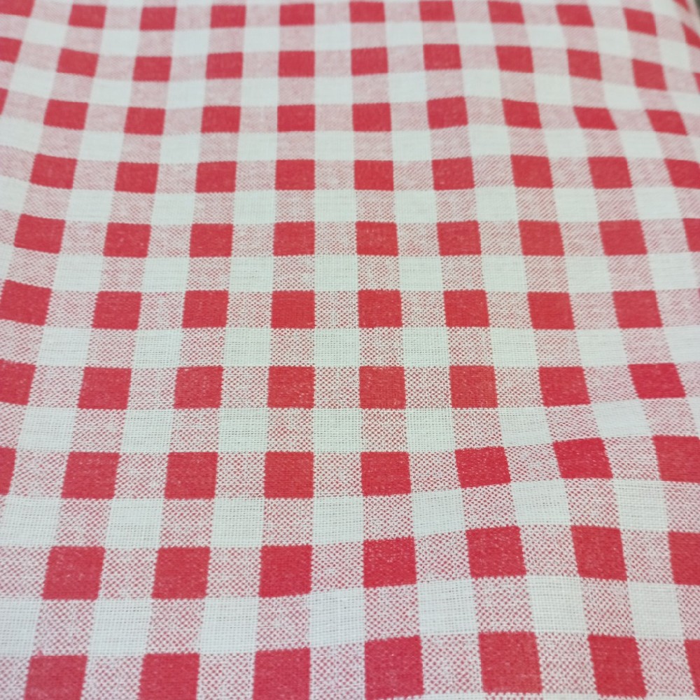 bavlna červeno bílá kostička 1 cm