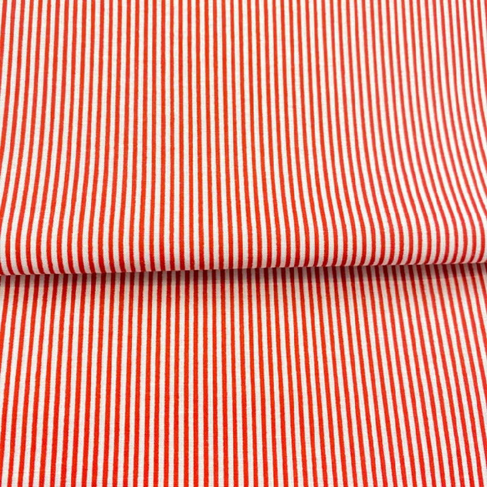 bavlna červeno bílý úzký proužek 140 cm