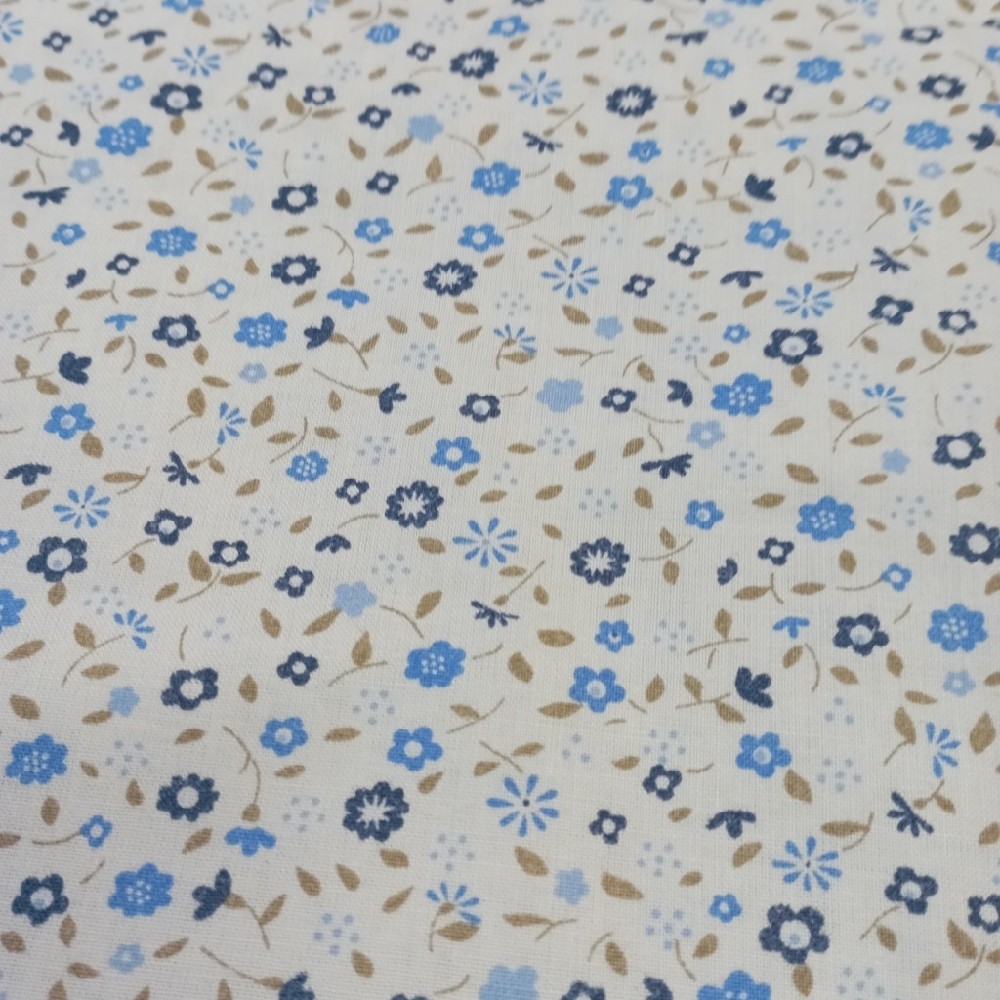 bavlna modré kytičky na bílém podkladě 160 cm