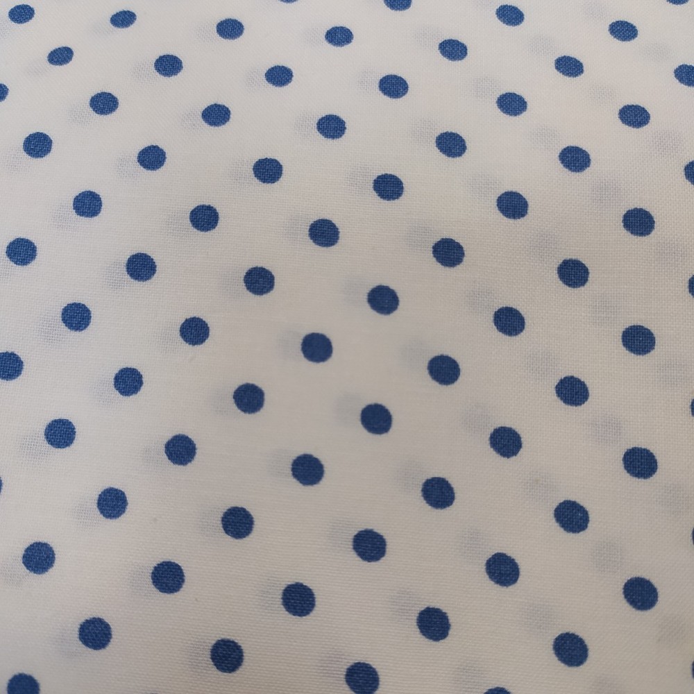bavlna bílá modrý puntík