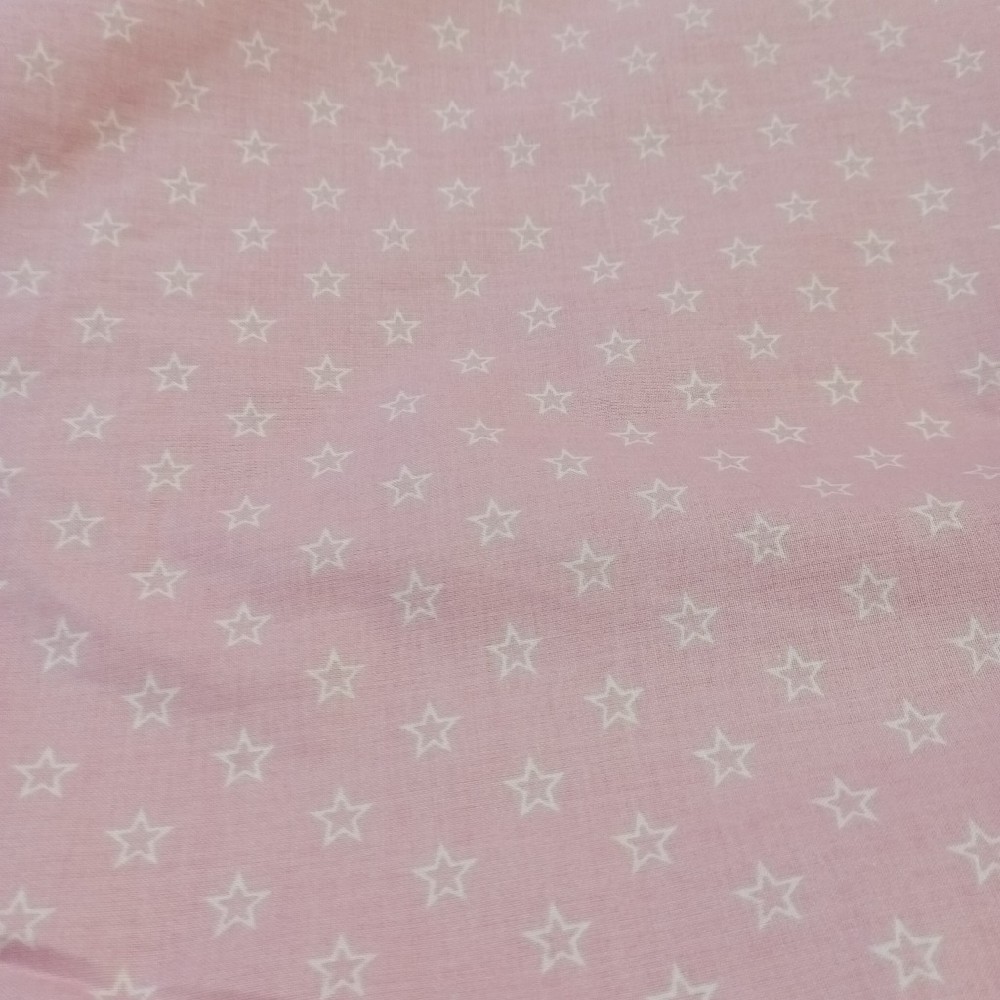 bavlna bílé hvězdíčky na růžovém podkladě  150 cm