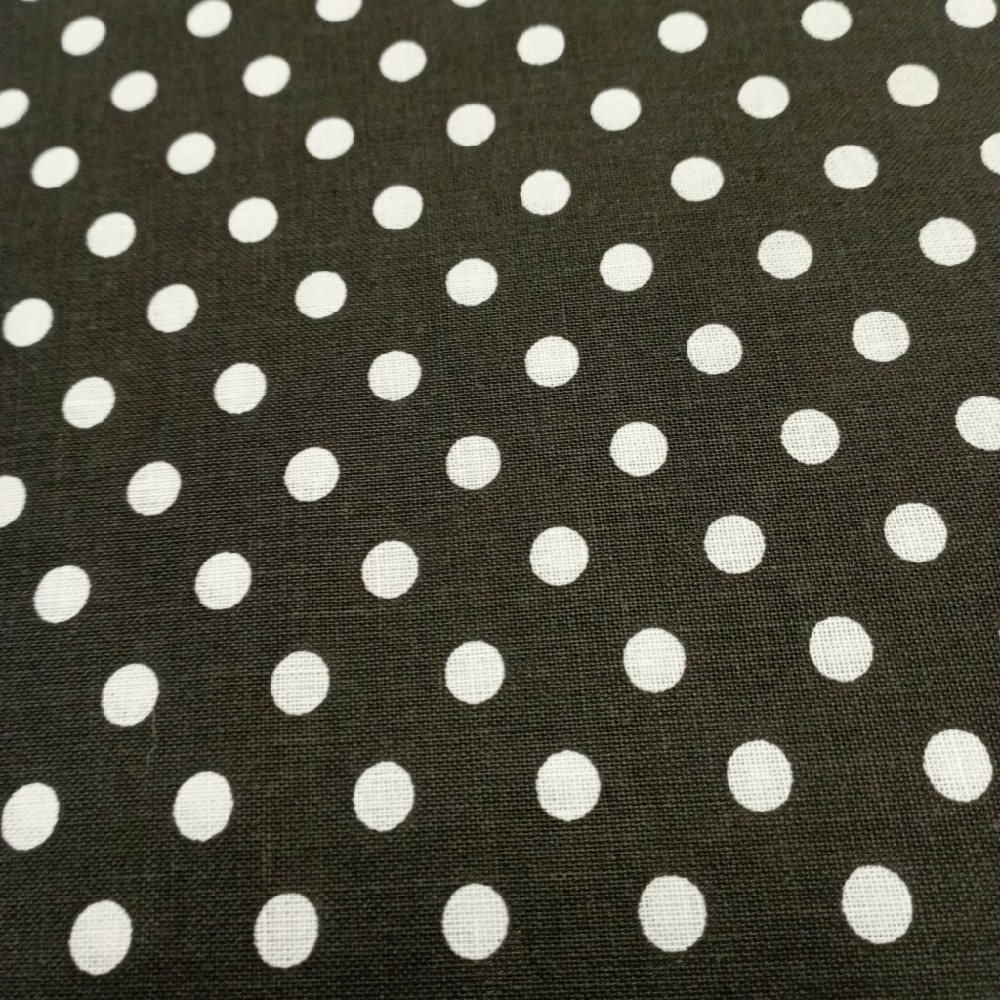bavlna bílý puntík na černém podkladě 140 cm