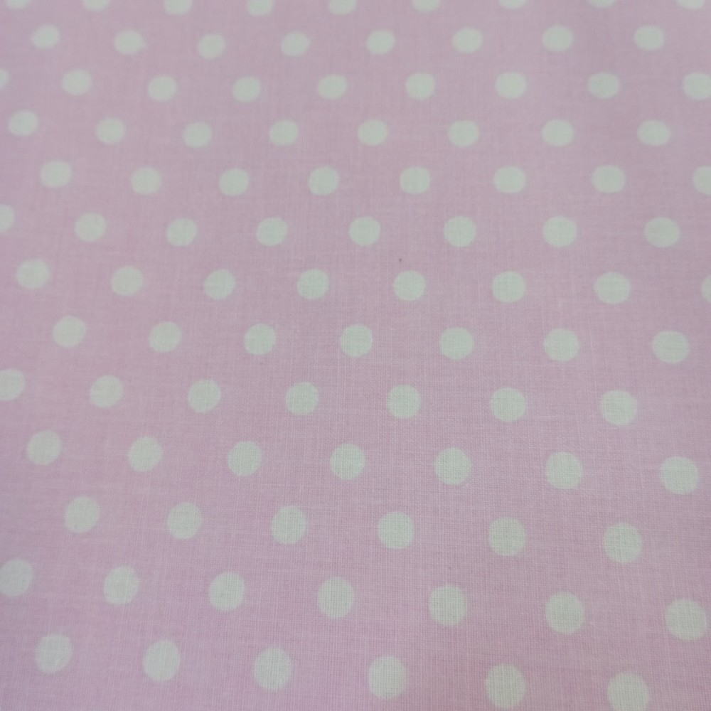 bavlna bílý puntík na růžovém podkladě 140 cm