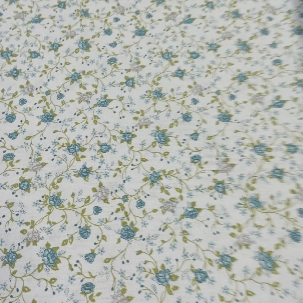 bavlna modré kytičky na bílém podkladě 150 cm