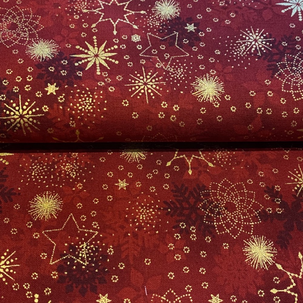 bavlna vánoční bordo zlataá 110 cm