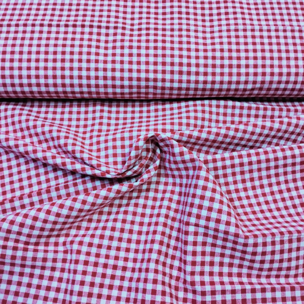bavlna kanafas červeno bílá kostička š.140 cm