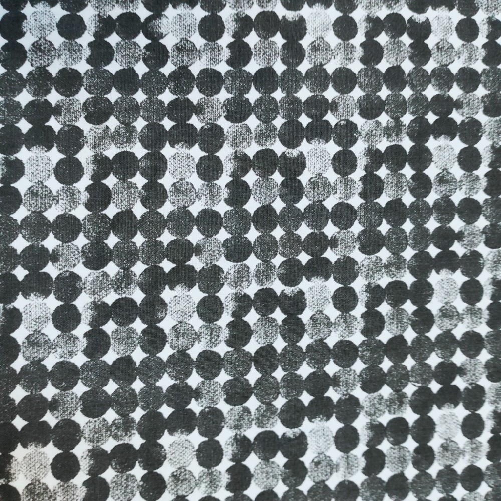 bavlna černo šedé puntíky  na šedém podkladě 140 cm