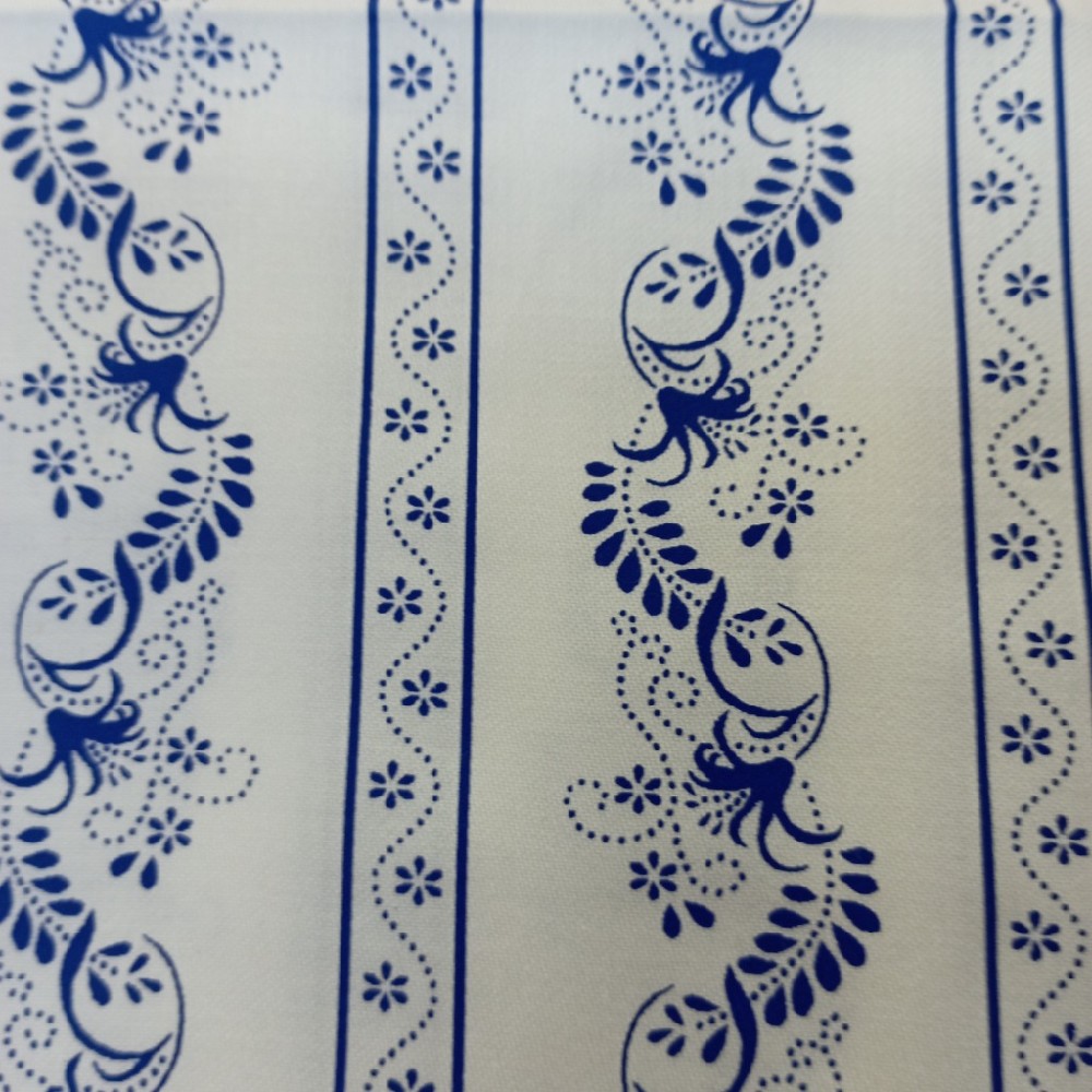 bavlna satén modré ornamenty š 150 cm