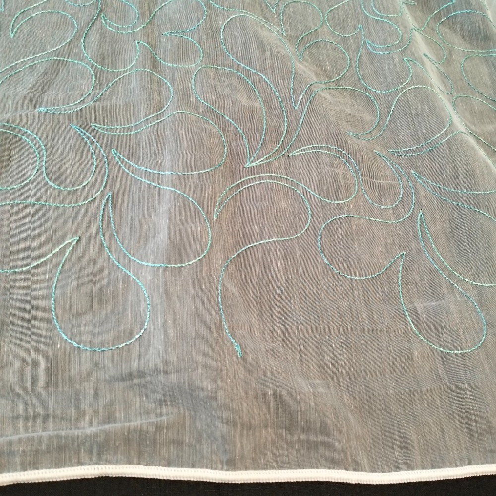 záclona mess V140 voál vyšívané modro tyrkysové vlny