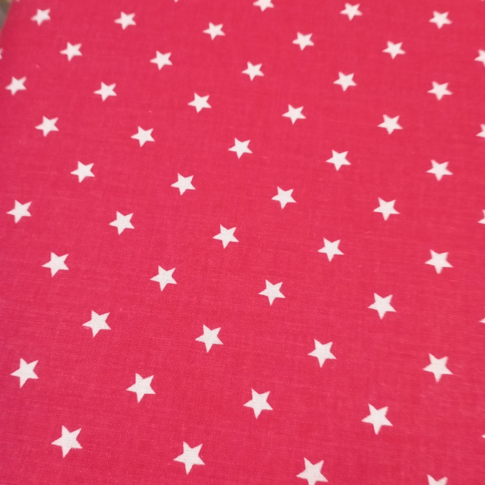 bavlna  bílé hvězdičky na červeném podkladě 160 cm
