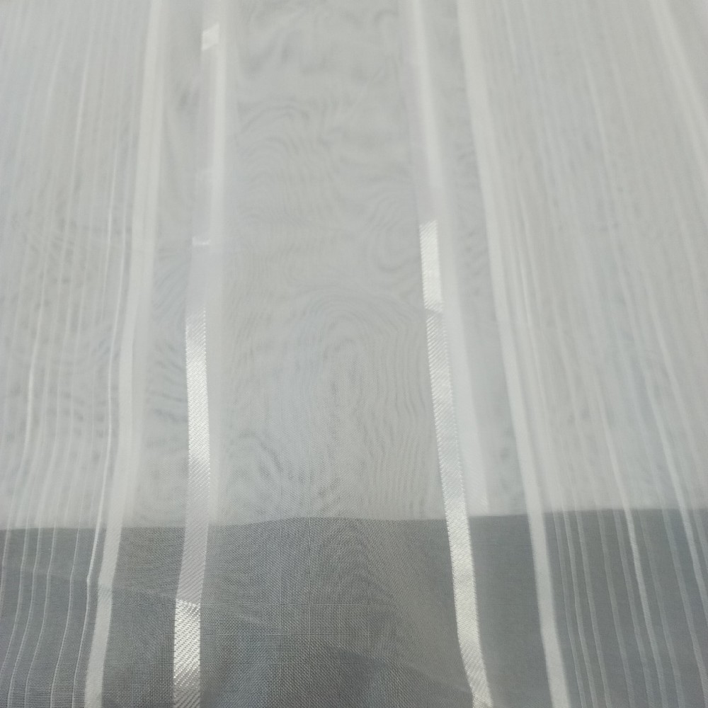 záclona RO 6400/180-01 voál bílý stříbrné proužřky olůvko