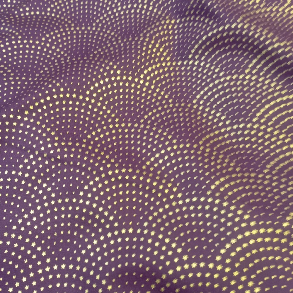 bavlna vánoční zlaté vějíře na fialovém podkladě 150  cm