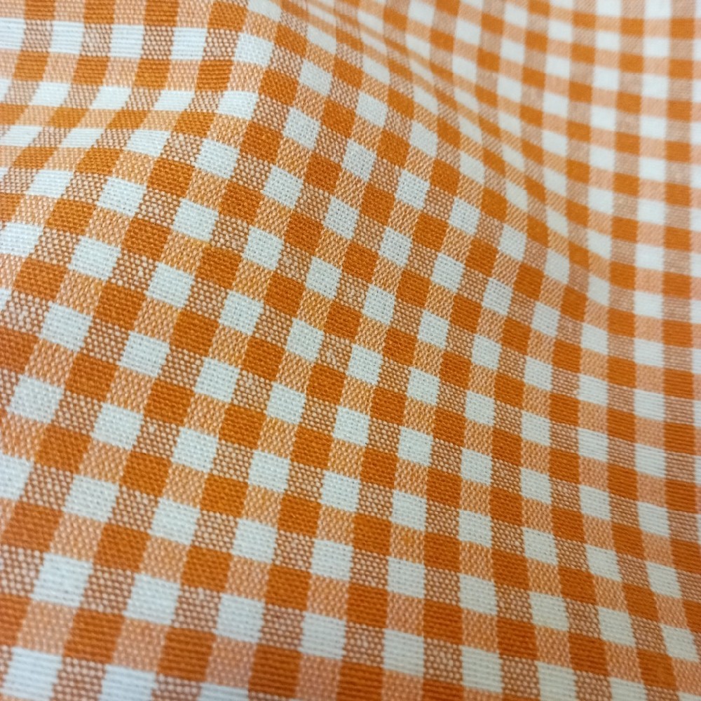 bavlna oranžovo bílá kostička mala 0,5x0,5 cm 140 cm