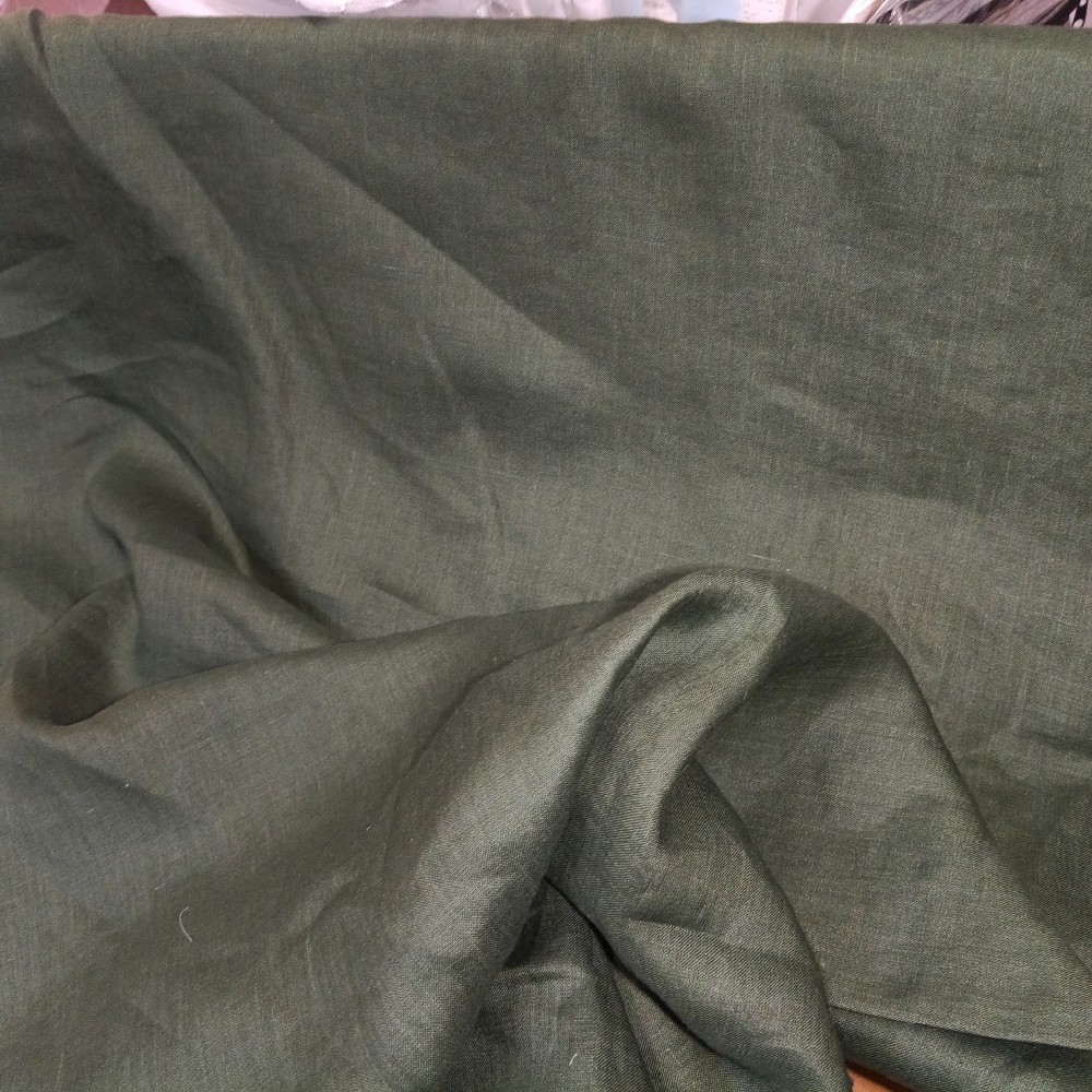 bavlna len tmavě zelený  140 cm