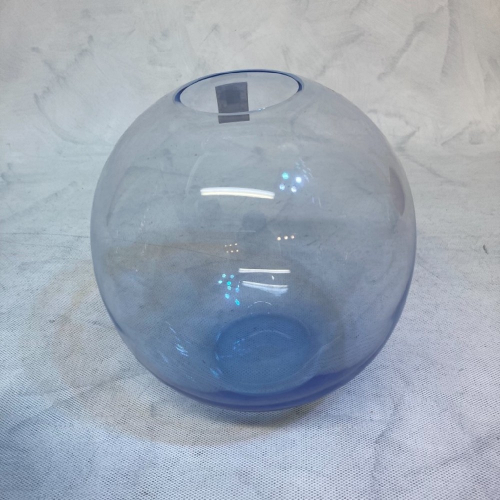 sklo váza kulatá modrá