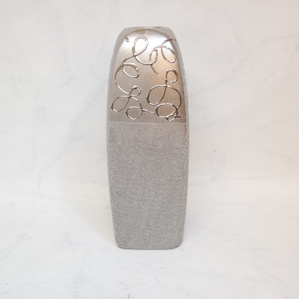 váza keramická stříbrná