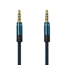 Audio kabel 3,5mm jack, 2x Male, 1m, textilní, Black (Bulk)